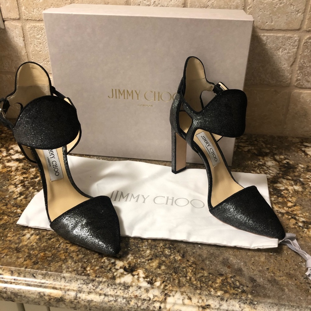 Never been worn Jimmy Choo Moon 100 Metallic Velvet. Size 37.5 - Picture 1 of 5